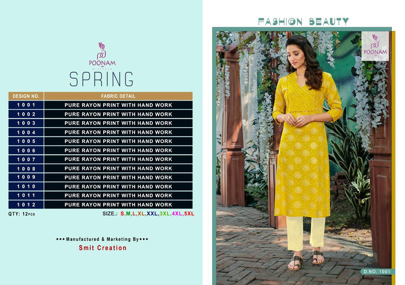 Poonam Designer Spring Print Fabric Fancy Kurti