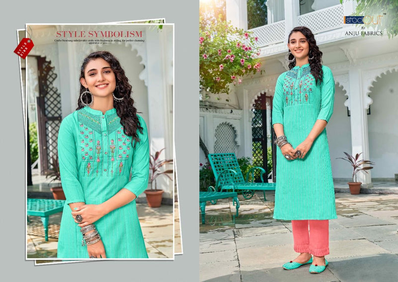 Anju Fabrics Popular Vol 1 Cotton Lurex Fancy Stylish Party Wear Kurtis With Bottom