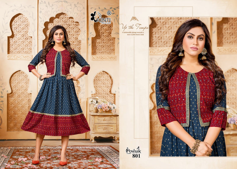 Kinti Poshak Vol 8 Rayon Fancy Party Wear Kurtis With Koti Pattern