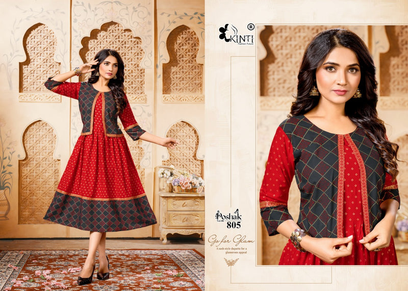 Kinti Poshak Vol 8 Rayon Fancy Party Wear Kurtis With Koti Pattern