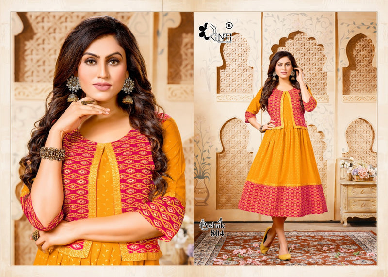 Kinti Poshak Vol 8 Rayon Fancy Party Wear Kurtis With Koti Pattern