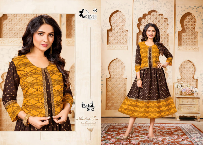 Kinti Poshak Vol 8 Rayon Fancy Party Wear Kurtis With Koti Pattern