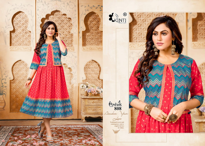 Kinti Poshak Vol 8 Rayon Fancy Party Wear Kurtis With Koti Pattern