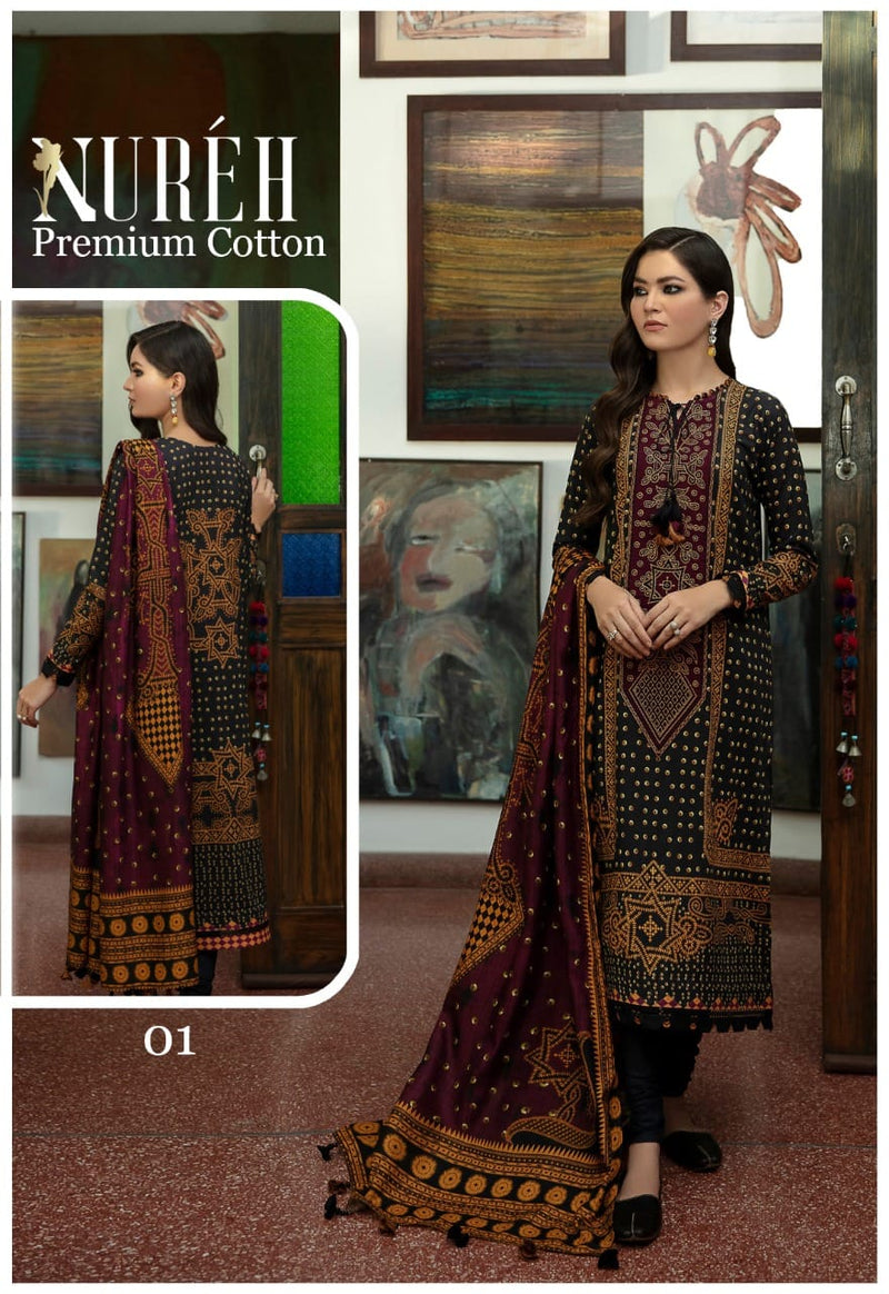 Nureh Premium Cotton Vol 1 Cotton Fancy Pakistani Style Festive Wear Salwar Suits