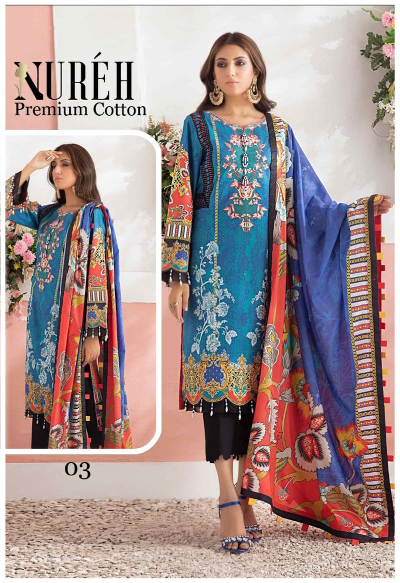 Nureh Premium Cotton Vol 1 Cotton Fancy Pakistani Style Festive Wear Salwar Suits