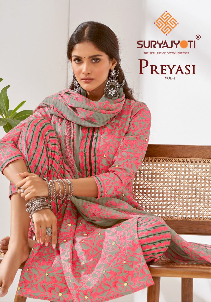 Suryajyoti Preyasi Vol 1 Lawn Cotton Printed Festive Wear Kurtis With Set Of Bottom & Dupatta