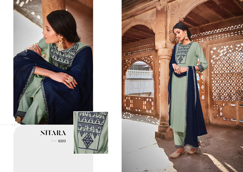 Nitara Prisha Viscose Silk With Mirror & Heavy Embroidery Work Stylish Designer Fancy Kurti