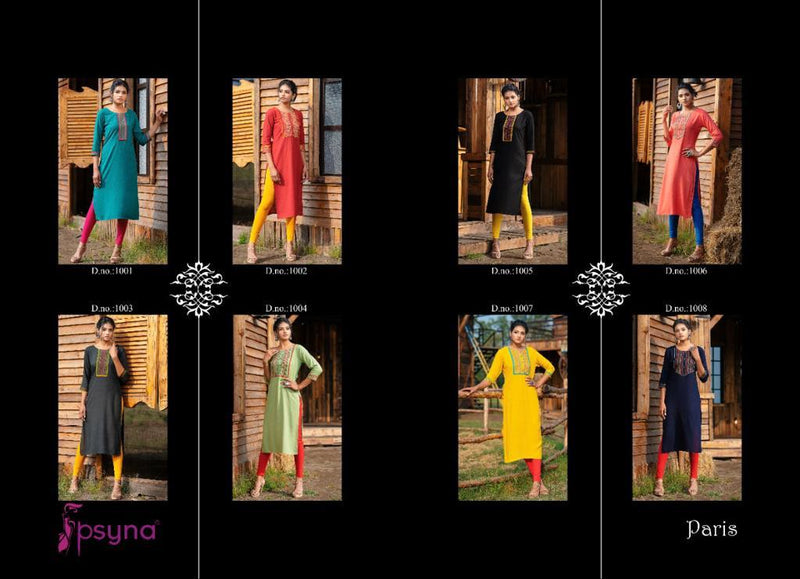 Psyna Presents Paris Rayon Designer Casual Wear Kurti Collection
