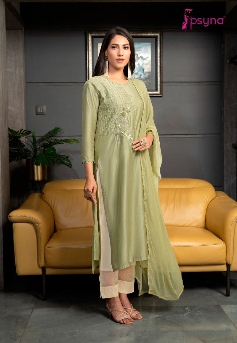 Psyna  Panchi Vol 3 Chanderi Sets Of Party Wear Kurtis With Dupatta & Bottom
