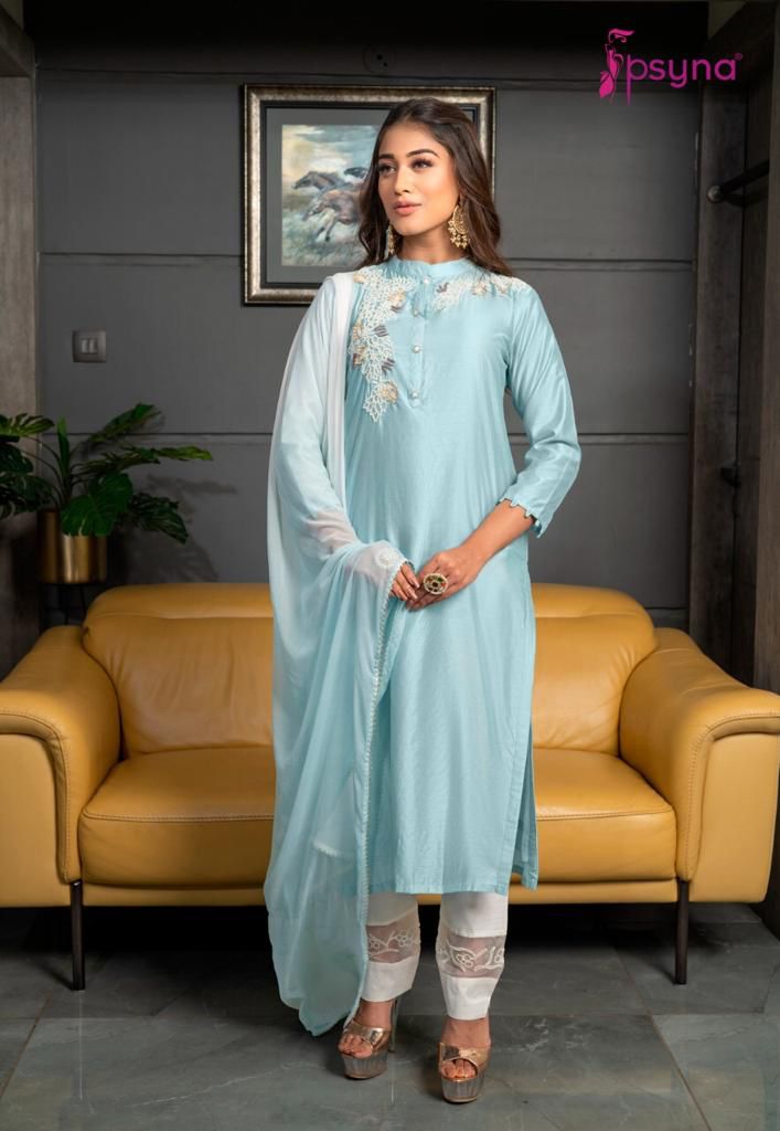 Psyna  Panchi Vol 3 Chanderi Sets Of Party Wear Kurtis With Dupatta & Bottom