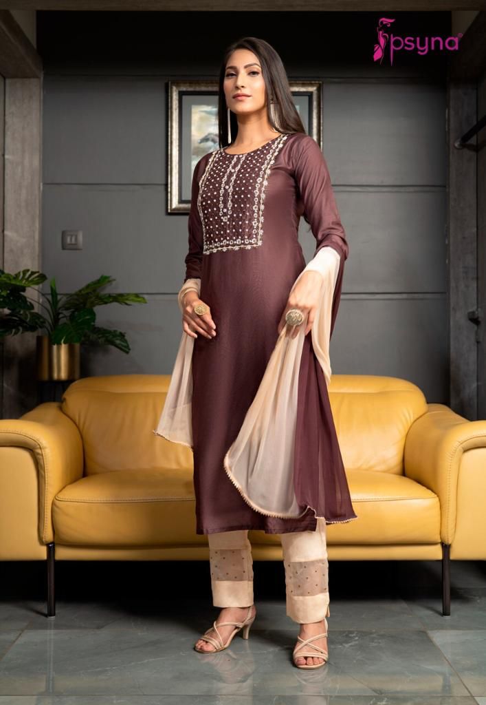 Psyna  Panchi Vol 3 Chanderi Sets Of Party Wear Kurtis With Dupatta & Bottom