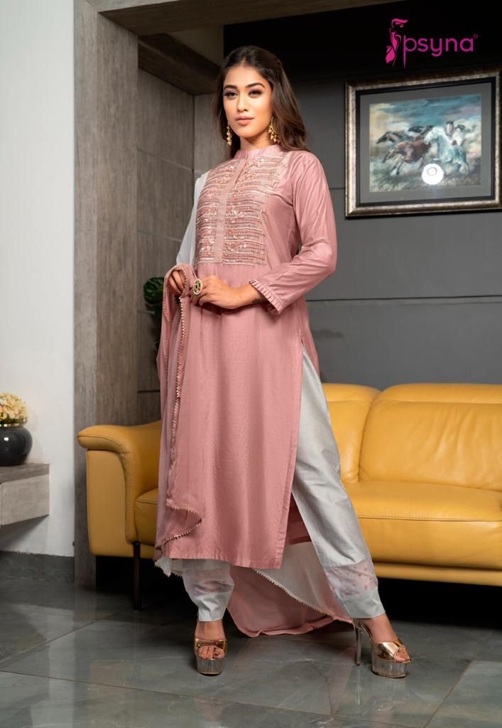 Psyna  Panchi Vol 3 Chanderi Sets Of Party Wear Kurtis With Dupatta & Bottom