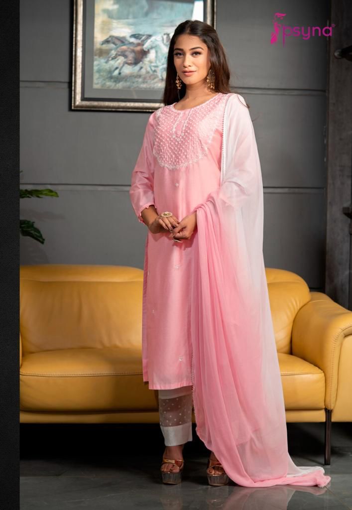 Psyna  Panchi Vol 3 Chanderi Sets Of Party Wear Kurtis With Dupatta & Bottom