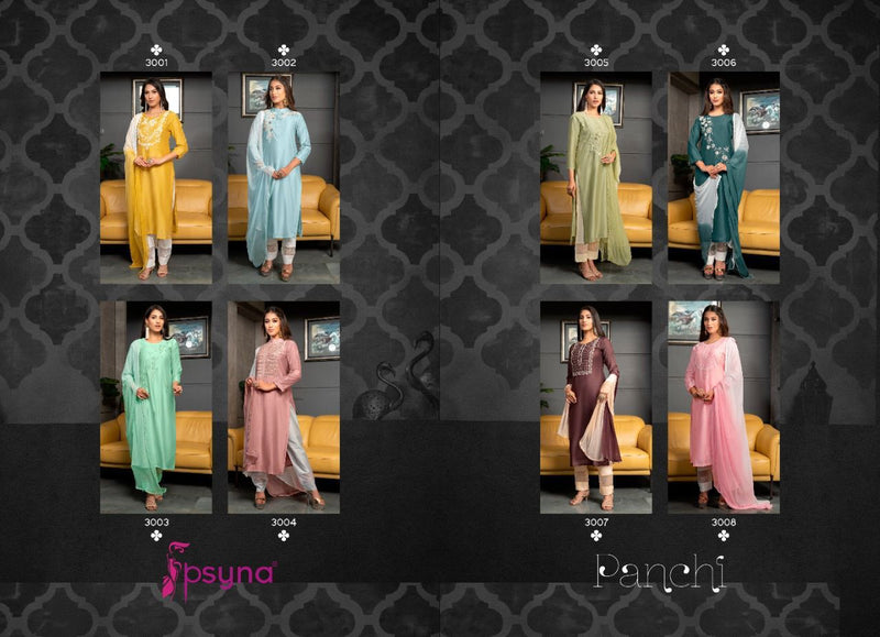 Psyna  Panchi Vol 3 Chanderi Sets Of Party Wear Kurtis With Dupatta & Bottom