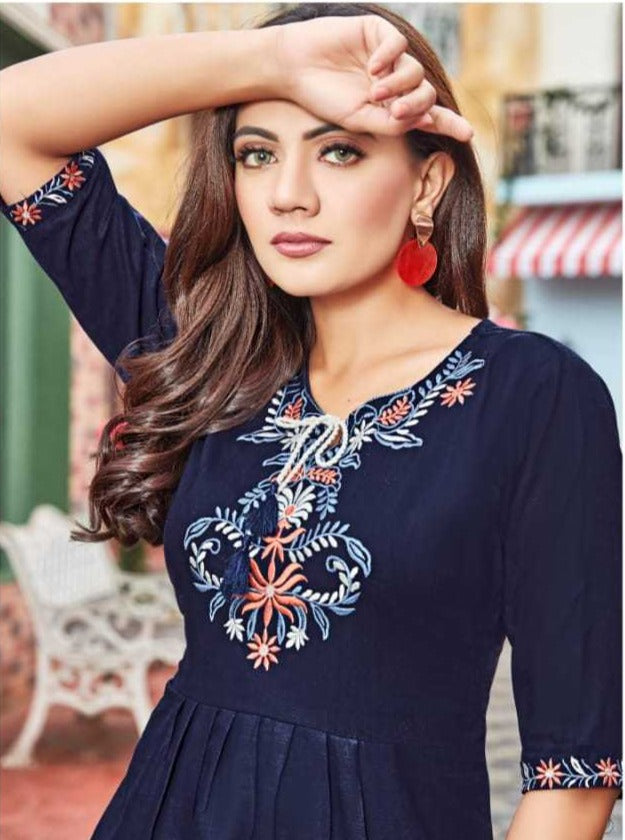 Tips And Tops Pulpy Vol 5 Rayon Slub Fancy Casual Wear Short Kurtis