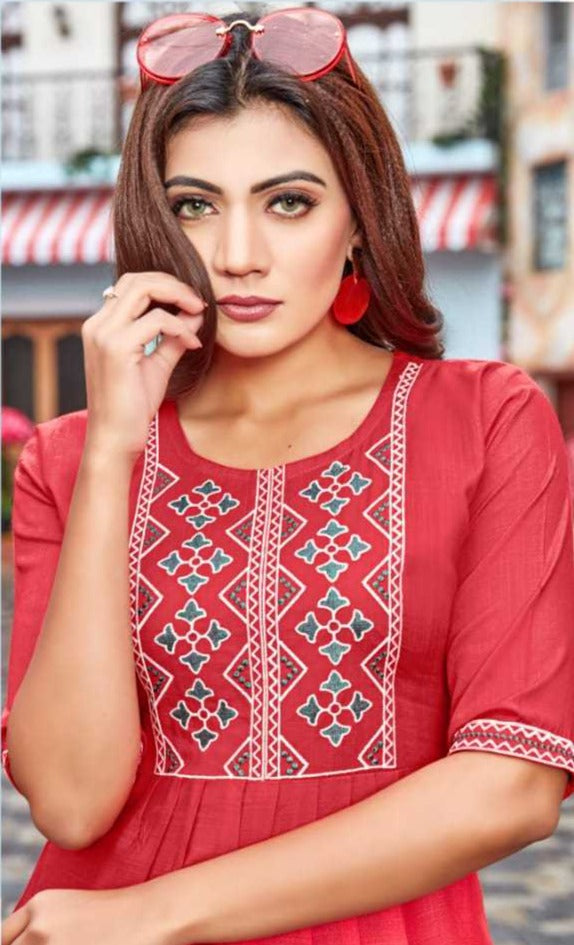 Tips And Tops Pulpy Vol 5 Rayon Slub Fancy Casual Wear Short Kurtis