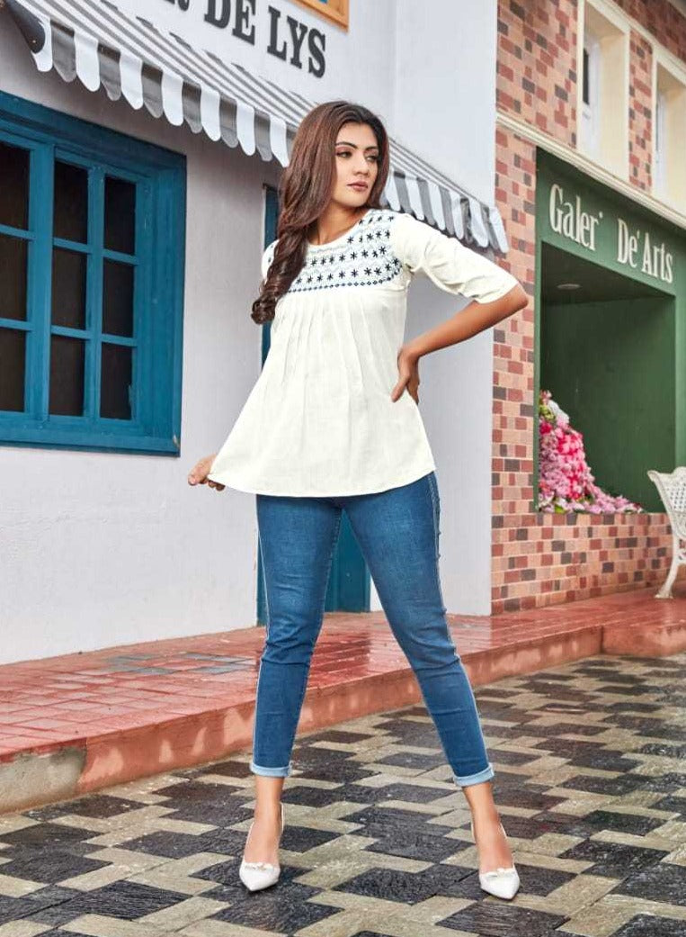 Tips And Tops Pulpy Vol 5 Rayon Slub Fancy Casual Wear Short Kurtis