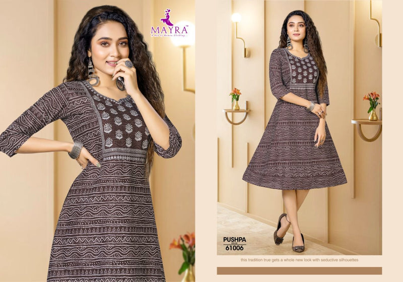 Mayra Pushpa Vol 2 Rayon Printed Designer Party Wear Kurtis