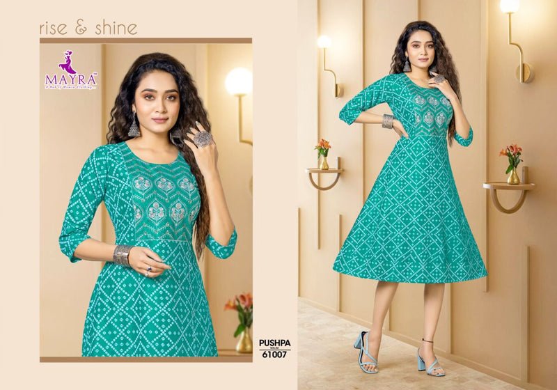 Mayra Pushpa Vol 2 Rayon Printed Designer Party Wear Kurtis