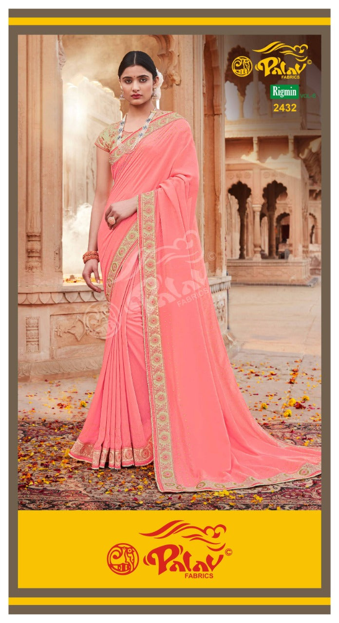 Palav Fabric Launch Rigmin Vol 6 Georgette Exclusive Wedding Wear Fancy Designer Sarees
