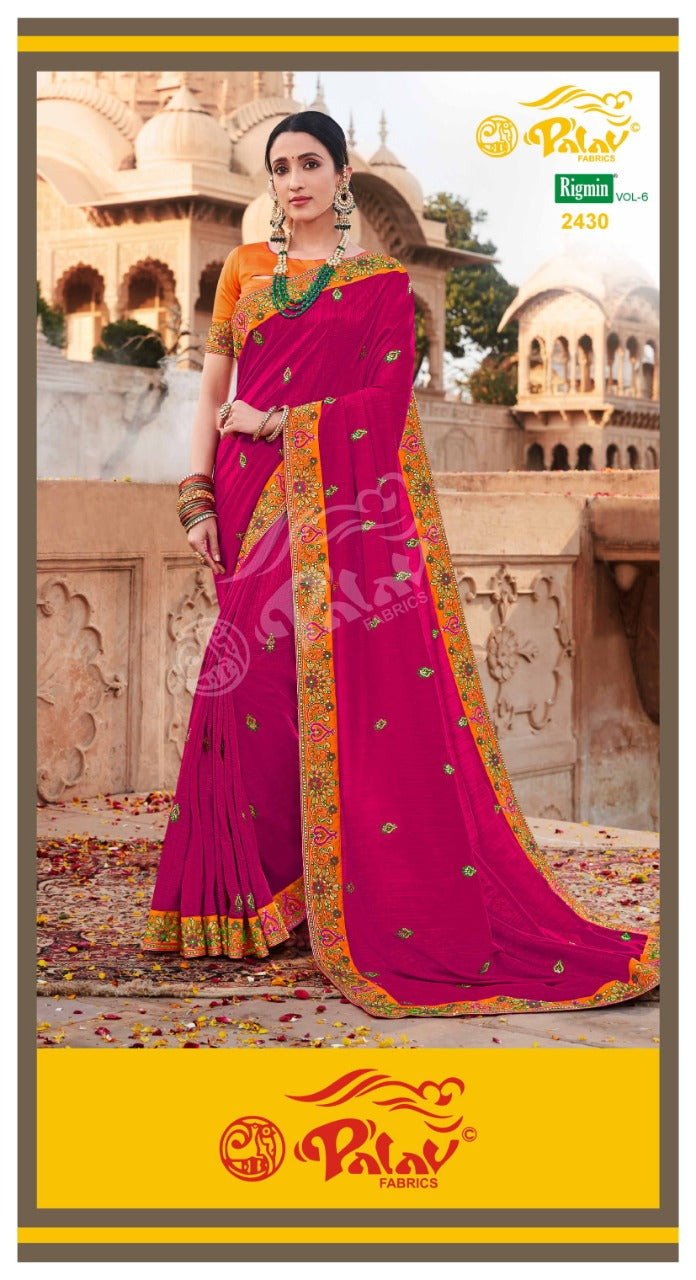 Palav Fabric Launch Rigmin Vol 6 Georgette Exclusive Wedding Wear Fancy Designer Sarees