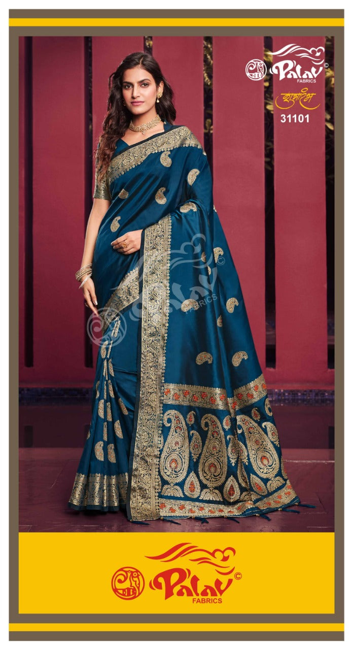 Palav Fabric Presents By Shubh Aramba Fancy Designer Traditional Wear Heavy Sarees