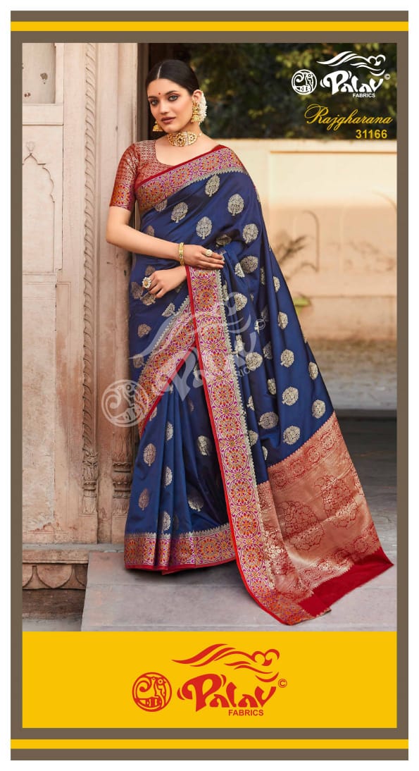 Palav Launch By Rajgharana Pure Silk Designer Work Traditional Look Fancy Wear Sarees