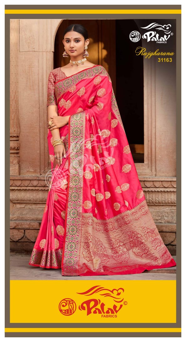 Palav Launch By Rajgharana Pure Silk Designer Work Traditional Look Fancy Wear Sarees