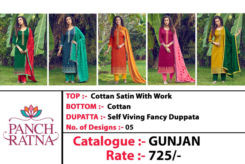 Panch Ratna Gunjan Cotton Satin Sequence Work Partywear Salwar Kameez