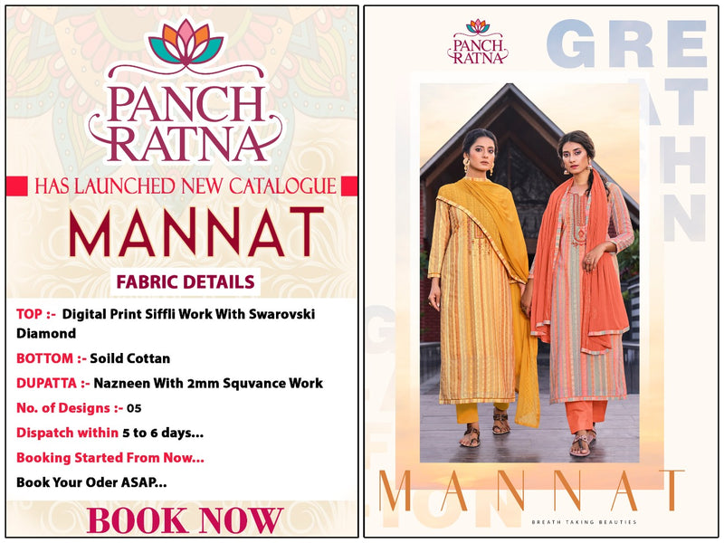 Panch Ratna Launch Mannat Jacquard With Swarovski Diamond Work Exclusive Casual Wear Salwar Suits