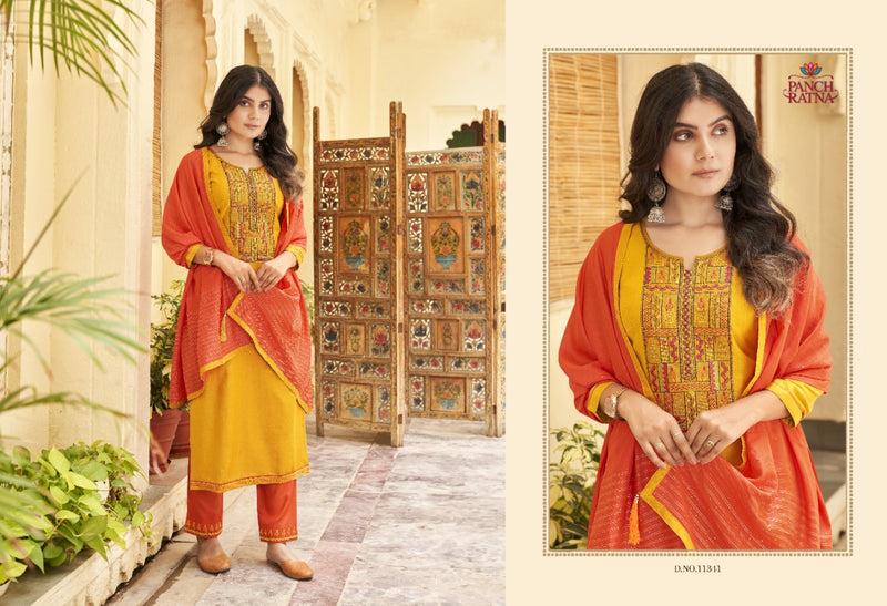 Panchratna Launch Ritika Heavy Silk With Embroidery Work Designer Pakistani Salwar Suits