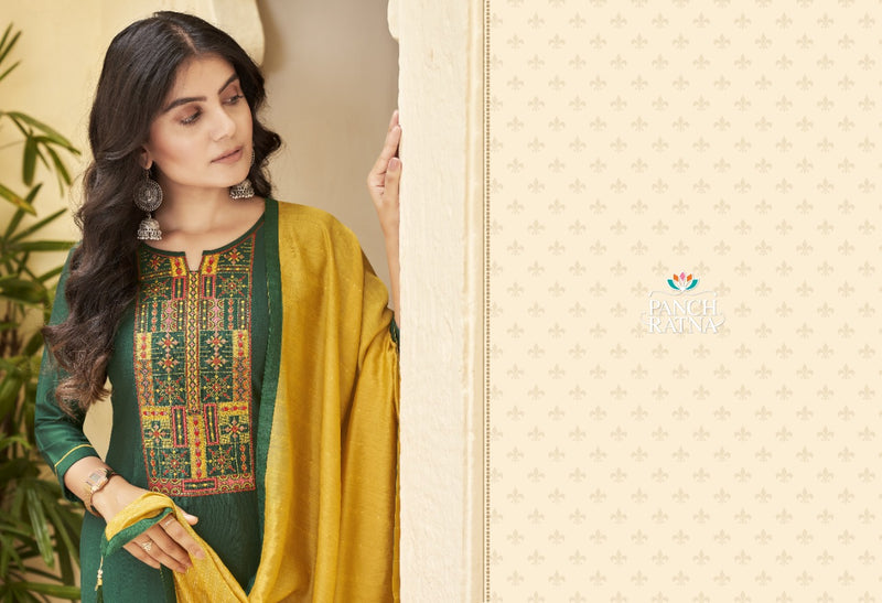 Panchratna Launch Ritika Heavy Silk With Embroidery Work Designer Pakistani Salwar Suits