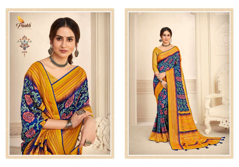 Pankh Launch By Nandini 1201-1209 Series Brasso With Heavy Printed Designer Casual Wear Sarees