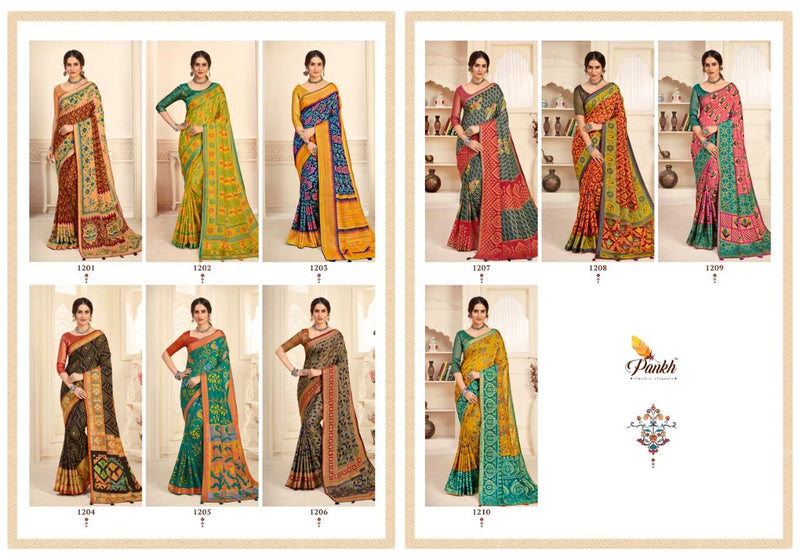 Pankh Launch By Nandini 1201-1209 Series Brasso With Heavy Printed Designer Casual Wear Sarees