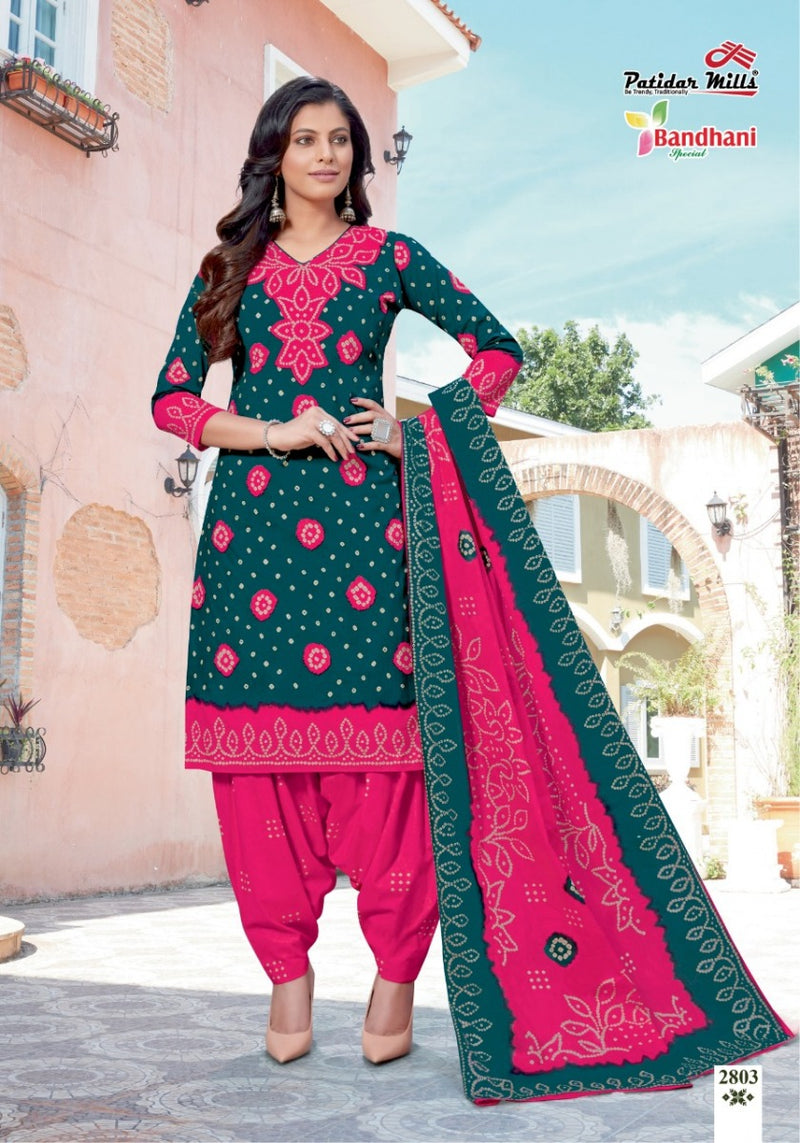 Patidar Mills Bandhani Special Vol 28 Cotton Gorgeous Look Fancy Patiyala Style Salwar Suits