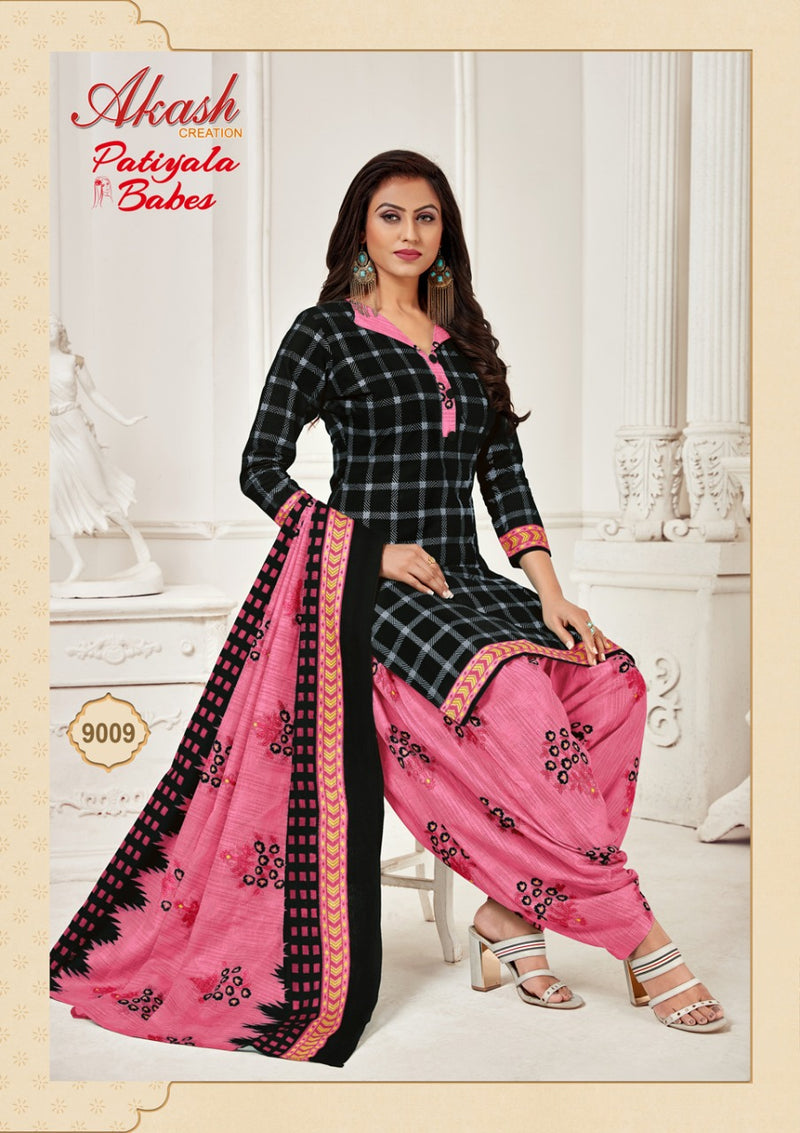 Patiyala Babes Vol 9 By Akash Creation Pure Cotton Printed Exclusive Regular Wear Salwar kameez With Dupatta