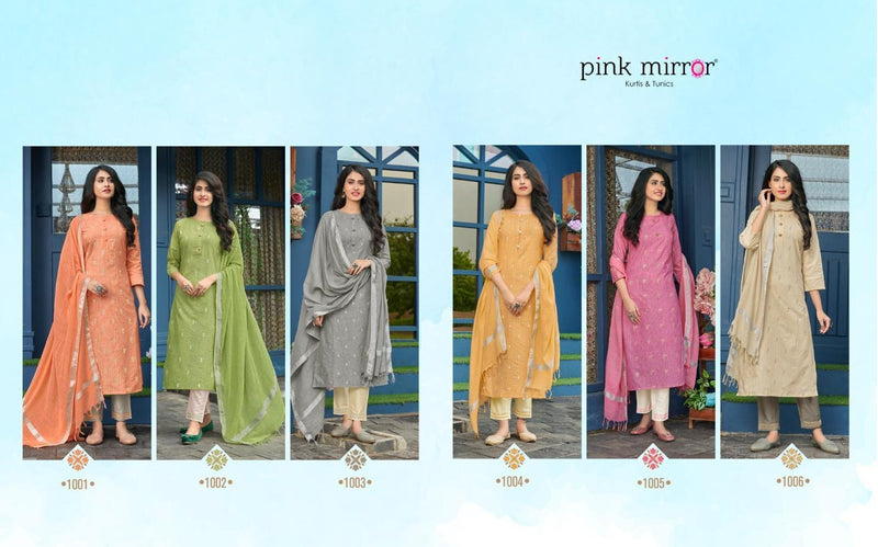 Pink Mirror Launch Mint Viscose Lurex With Fancy Printed Exclusive Readymade Casual Wear Kurtis