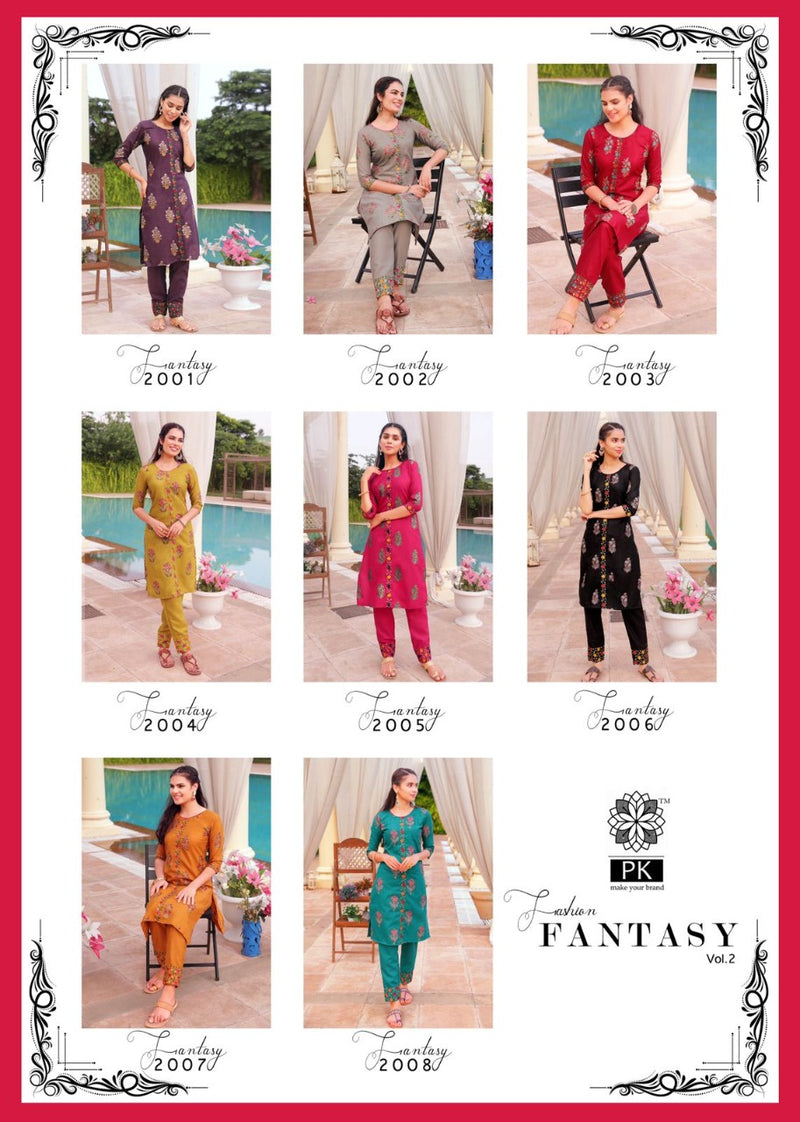 Pk Fashion Fantasy Vol 2 Cotton Printed Readymade Casual Wear Fancy Kurti With Bottom