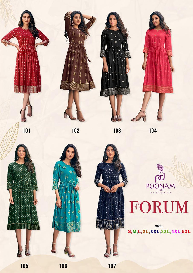 Poonam Designer Forum Rayon Print Casual Offical Wear Kurti