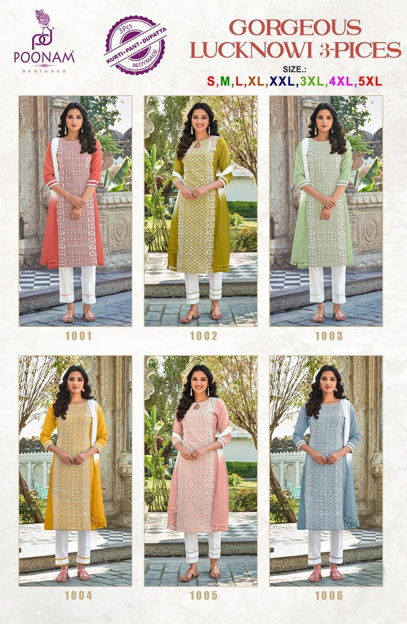 Poonam Designer Georgeous Lucknowi Cotton Slub Fancy Designer Kurti Collection