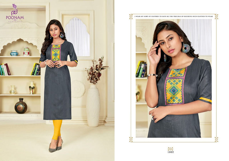 Poonam Designer Glory Slub Silk Digital Print Casual Wear Kurti Collection