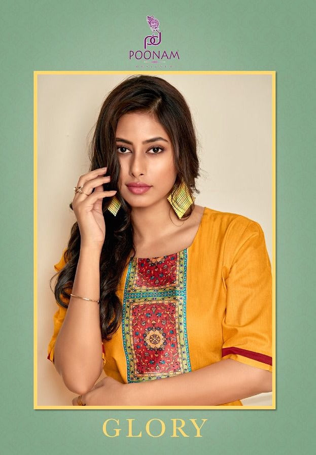 Poonam Designer Glory Slub Silk Digital Print Casual Wear Kurti Collection
