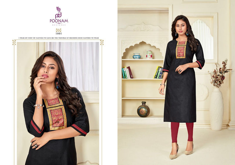 Poonam Designer Glory Slub Silk Digital Print Casual Wear Kurti Collection
