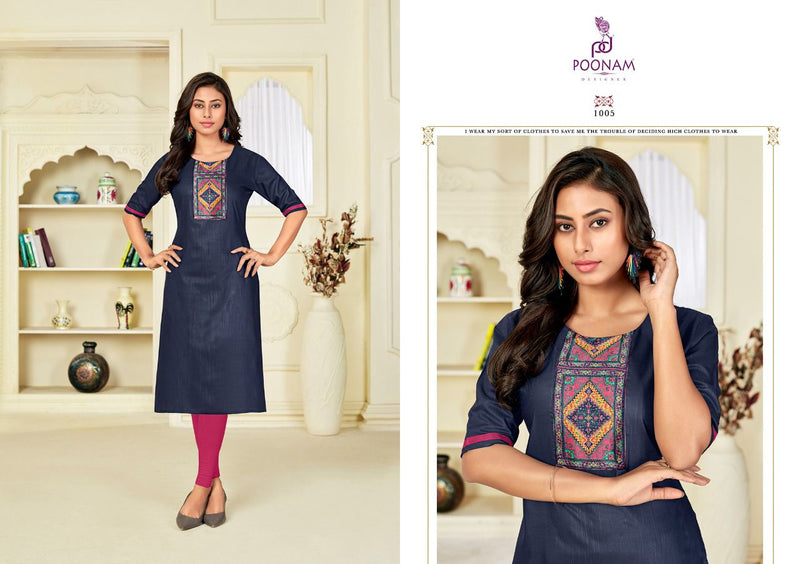 Poonam Designer Glory Slub Silk Digital Print Casual Wear Kurti Collection