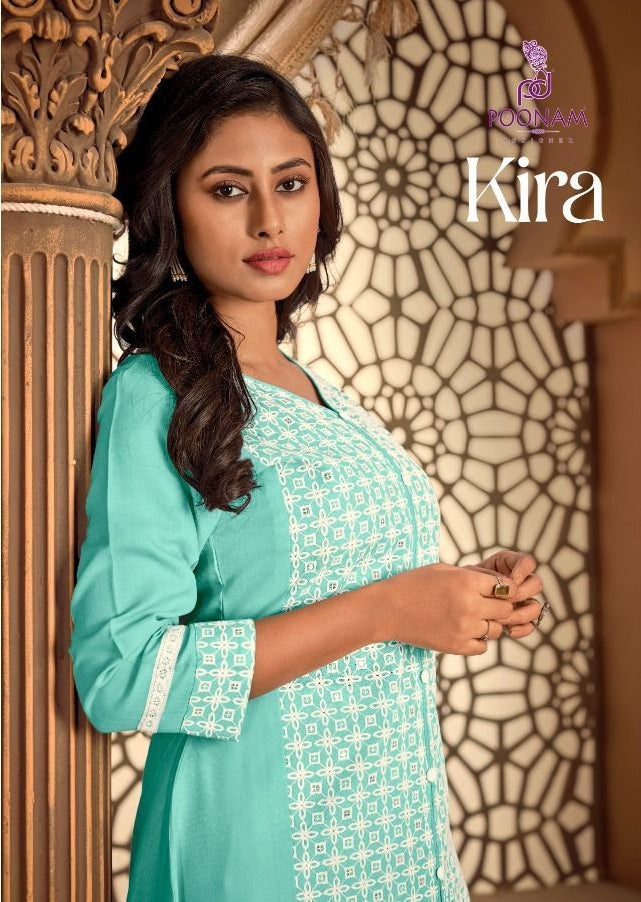 Poonam Designer Kira Cotton Chikan Work Fancy Kurti