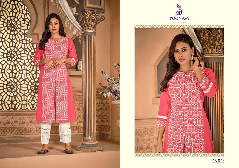 Poonam Designer Kira Cotton Chikan Work Fancy Kurti