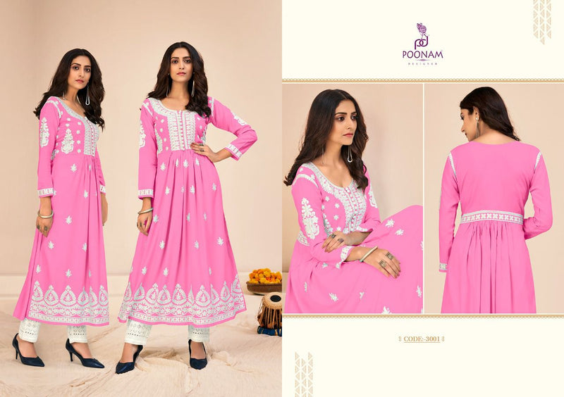Poonam Designer Zil Mil Rayon With Front Work Kurti
