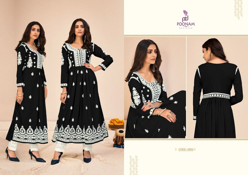 Poonam Designer Zil Mil Rayon With Front Work Kurti