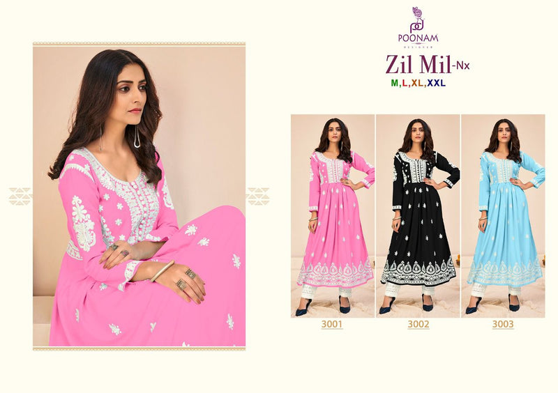 Poonam Designer Zil Mil Rayon With Front Work Kurti