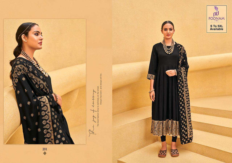 Poonam Designer launch Kiasa Vol 2 Rayon Foil Printed Exclsuive Designer Gown With Fancy Dupatta